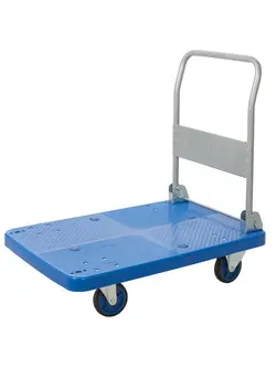 Foldable Heavy Duty Platform Trolley Cart with Silent Blue Wheels Portable for Household Office Small Trailer Loading and Moving Solution 