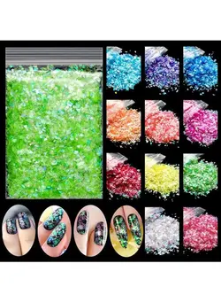 3D Sparkly Aluminum Foil Flake Sequins Nail Art Foil Glitter Flakes Nail  Art for Acrylic Nails Design 6 Grids 