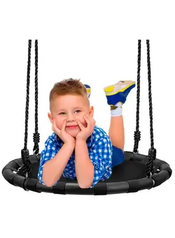 Saucer Tree Swing Kids Outdoor Disc Round Swing 24" Heavy Duty 220Lbs Seat Easy Install Flying Saucer Web Circle Swing Perfect For Gift, Playground, Backyard, Indoor;Outdoor Tire Swing 