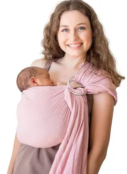 Baby Carrier Wrap Baby Sling and Ring Sling Cotton Muslin Infant Carrier Ring Sling Baby Carrier Front and Chest Newborn Carrier Baby Carrier Wrap Toddler Carrier (Rose) 
