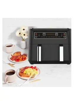 Digital Twin Air Fryer for Dual Zone 2 Drawers, Capacity12 Litre 2200W, Wide Touch Screen 8 Functions Including grill 
