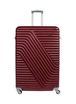 Maroon Fiber Hard Shell Spinner Wheels Trolley Luggage 32 Inches 