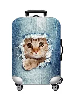 Cat Escape Rolling Luggage Cover Blue/Grey 