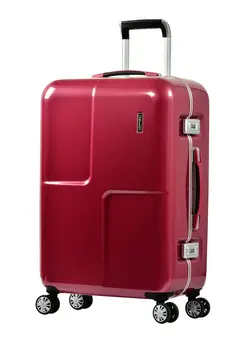 Makrolon Polycarbonate Lightweight Travel Luggage Medium Hard Case Glamorous Suitcase with Double Spinner Wheels and TSA Approved Lock E9L0 Mirror Dark Pink 