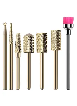 Nail Drill Bits Ceramic Bit Set for Acrylic Gel Nails 7 Pcs 3/32 Inch File Bits Cuticle Manicure Pedicure Nails Down Removing Tools 
