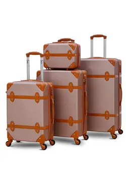 4 pieces vintage style ABS material trolley luggage set rose gold colour 