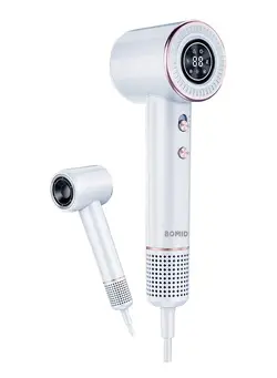 لوازم و مواد فرم‌دهی مو سشوار Bomidi HD02 High Speed Hair Dryer With 200 Million Negative Ion, Intelligent Thermostat Low Noise Operation, 360° 2 Nozzles and 8 Drying Modes - White 