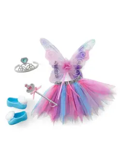 عروسک و لوازم  جانبی اکسسوری عروسک Welliewishers Colorful Butterfly Skirt & Wings Accessory Set For For 14.5Inch Dolls With A Multicolored Mesh Tutu, A Pair Of Translucent Fairy Wings, Sparkly Silver Crown, Ages 4+ 