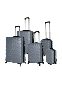 Highflyer Diamente 5 PC Hard Luggage Travel Bag Set Silver 