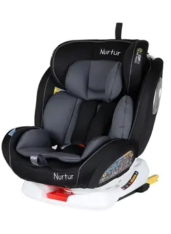 Nurtur Ultra Baby 4 in1 Car Seat  ISOFIX  9-Level Adjustable Headrest and Canopy  Upto 36kg  Black 