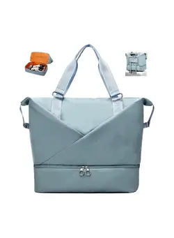 Womens Travel Bag Duffle Bag with Laptop Compartment Water Resistant Gym Weekend Bag Overnight Hospital Bag Holdall with Separated Shoes Compartment Wet Pocket Sky Blue 