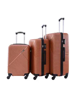 Vizro 3-Piece ABS Hardside Spinner Luggage Trolley Set Orange 