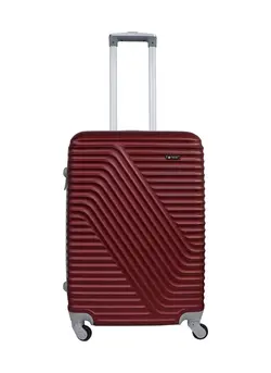 Maroon Fiber Hard Shell Spinner Wheels Trolley Luggage 24 Inches 