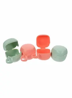 تغذیه و نگهداری کودک پستانک Pacifier Case Holder Clip, Binky Box Accessories, Macaron Color, Safe BPA Free (4 Pack, Grapefruit Orange, Mint Green) 