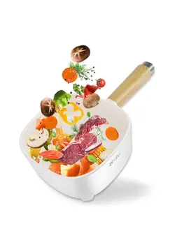 پلوپز، زودپز و آرام‌پز پلوپز ZC306 Electric Cooking Pot Multi functional Hot Pot 3L Large Capacity Non Stick Coating Frying Pan 1000W - White 