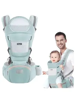 لوازم حمل آغوش Baby Carrier with Hip Seat, Baby Waist Stool Baby Carrier with Storage Box Baby Holder Breathable Comfortable Front Back Sling Separable for Newborn Infant Toddler 3-36 Months Women Four Seasons Green 