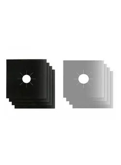 ظروف و تجهیزات آشپزخانه اکسسوری و تجهیزات آماده سازی 8-Piece Gas Stove Burner Cover Black/Silver 25 x 25centimeter 
