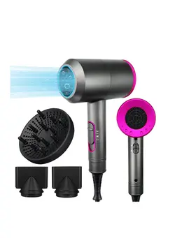 لوازم و مواد فرم‌دهی مو سشوار Professional Hair Dryer, 2000W Powerful Ionic Hairdryer with Diffuser Blow Dryer with 2 Speeds, 3 Heating and Cool Button for Women Man Home Travel Salon Curly and Straight Hair 