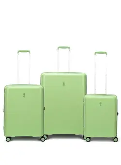 چمدان و ساک مسافرتی ست چمدان Echolac Forza 55+65+75cm Hardcase 4 Double Wheel Expandable Cabin & Check-In Luggage Trolley Set Reef Green 