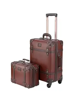 چمدان و ساک مسافرتی چمدان تک Vintage Luggage  Carry on Suitcase with Handbag, Contrasting Color Design (14 & 20) Inch. 