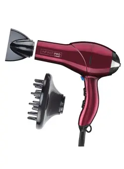 لوازم و مواد فرم‌دهی مو سشوار INFINITIPRO BY CONAIR Hair Dryer, 1875W Salon Performance AC Motor Hair Dryer, Conair Blow Dryer, Burgundy 