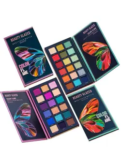 ابرو و چشم سایر Color Flame Eyeshadow Palette Highly Pigmented 2 Pack Matte Shimmer Glitter Vegan Makeup Palette For Beginners Waterproof, Blendable, Longlasting Crueltyfree (Purple+Green) 