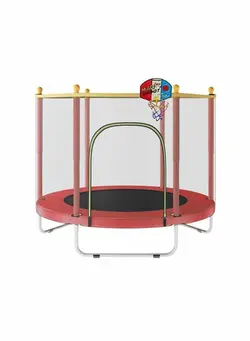 بازی‌های فضای باز و تجهیزات پارک ترامپولین 5.5-Feet Waterproof Breathable Full Enclosured Portable Jumping Trampoline With Basketball Hoop 140x140x120cm 