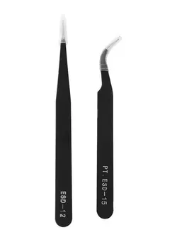 زیبایی و آرایش سایر 2-Piece Anti Static Eyelash Tweezer Set Black 