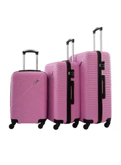 چمدان و ساک مسافرتی ست چمدان Vizro 3-Piece ABS Hardside Spinner Luggage Trolley Set Pink 