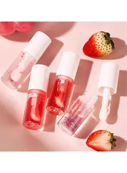 لب سایر 2 Pcs Fruity Flavors Lip Glosses, Long-Lasting Moisturizing Lip Glow Transparent Lip Oil Strawberry and Peach Flavors Lip Care Lip Balm 