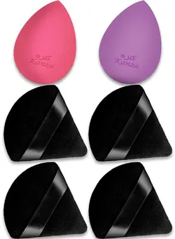 زیبایی و آرایش سایر 6 Pieces Powder Puff and Face Makeup Sponge Set Velour Soft Puff and Sponge for Loose Powder Mineral Powder Body Powder Wet Dry Cosmetic Foundation Sponge Makeup Tool Sponge and Puff Duo 