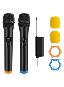 میکروفون سایر UHF Dual Portable Handheld Dynamic Karaoke Mic With Rechargeable Receiver Cordless Karaoke System For Amplifier Family Party And Singing 