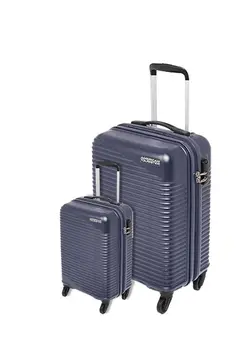 چمدان و ساک مسافرتی ست چمدان American Tourister Sky Park 2 Piece SET 55+78cm Hardcase 4 Double Wheel Cabin & Check-In Luggage Trolley Blue 