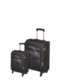 چمدان و ساک مسافرتی ست چمدان American Tourister Oakland  2 Piece SET 55+78cm Softcase 4 Double Wheel Cabin & Check-In Luggage Trolley Black 