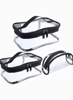 کیف، کوله‌پشتی و چتر چتر Clear Makeup Bag Organiser Set, Waterproof Portable Clear Makeup Bag Zipper Cosmetics Bag Transparent PVC Zippered Toiletry Bag Organizers With Handle for Vacation Travel, Bathroom 