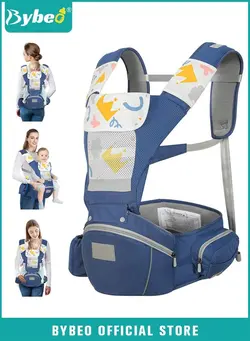 لوازم حمل آغوش Baby Carrier, Ergonomic Infant Carriers with Hip Seat Waist Stool and Storage Box for Breastfeeding, Newborn to Toddler 1-48 Months Front and Back Baby Holder Carrier for Men Dad Mom 