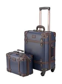 چمدان و ساک مسافرتی چمدان تک Vintage Luggage Carry on Suitcase with Handbag, Contrasting Color Design (14 & 20) Inch. 