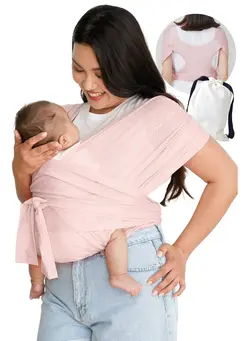 لوازم حمل آغوش Baby Wrap Carrier for Newborn, Hassle-Free Moisture Wicking and Breathable Infant Sling, Perfect for Newborn Babies to 44 lbs Toddlers (Pink, L) 