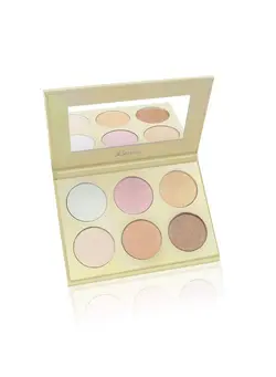 آرایشی صورت هایلایتر Highlighter Palette, 6Color Highlighter Palette Brightening Powder,Facial Stereoscopic Corrective Exquisite Powder For All Skin Types (Gold) 