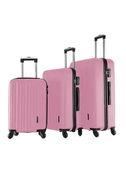 چمدان و ساک مسافرتی ست چمدان Keno 3 Piece ABS Hardside Spinner Luggage Trolley Set 20/24/28 Inch Pink 