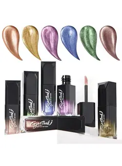 ابرو و چشم سایر 6PCS Liquid Glitter Eyeshadow Metallic Eye Makeup Set Brilliant Cream Gel Shimmer Eye Shadow Brightener Eyeliner Eyes Liner Make Up Kit Rainbow color 