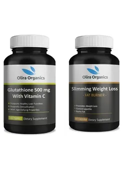 ویتامین و ساپلیمنت مکمل‌های گوارشی Glutathione 500mg With Vitamin C 60 Tablets And Olira Organics Slimming Weight Loss Formula 60 Capsules
