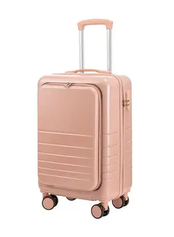 چمدان و ساک مسافرتی چمدان تک Front Open Cover 20 inch Large Capacity Trolley Suitcase, Password Case, Universal Wheel Suitcase(Pink） 