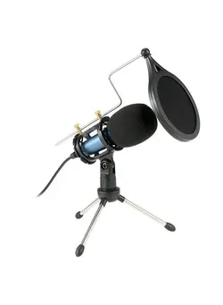 میکروفون سایر Condenser Microphone with 3.5mm Cable Noise Reduction/Tripod Stand/Pop Filter/Support Outputting to Earphone/Multiple Uses Blue 