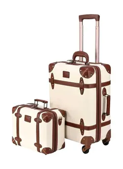 چمدان و ساک مسافرتی چمدان تک Vintage Luggage  Carry on Suitcase with Handbag, Contrasting Color Design (14 & 20) Inch. 