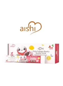 مکمل‌های تقویتی و تنظیمی نوشیدنی‌های مغذی Aishi Thaikyo Gluta Collagen Beauty Booster Drink Lychee Fruit Extract 15 Sachets