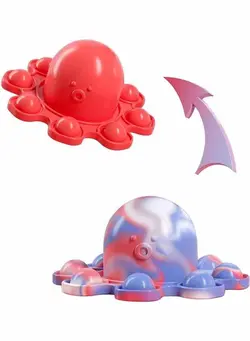 گجت، فیجت و سرگرمی اسپینر Silicone Double-Sided Flip Octopus Stress Relief Fidget Toy 