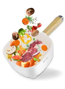 پلوپز، زودپز و آرام‌پز پلوپز ZC306 Electric Cooking Pot Multi functional Hot Pot 3L Large Capacity Non Stick Coating Frying Pan 1000W-White 