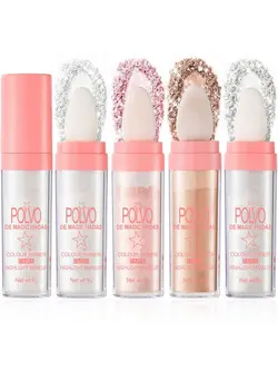 آرایشی صورت هایلایتر 4 Color Polvo De Magic Hadas Highlighter Makeup, Body Glitter Brightens The Natural Threedimensional Face Blusher Patting Powder Fairy Shimmer Body Highlighter Powder Polvo De Magic Hadas(01) 