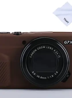 لوازم جانبی فیلم‌برداری و عکاسی اکسسوری حرفه‌ای G7X Mark II Case G7X Mark III Case G7X Camera Silicone Case Ultra-Thin Lightweight Rubber Soft Silicone Case Bag Cover for Canon PowerShot G7X G7X Mark II G7X Mark III + Microfiber Cloth (Coffeee) 